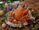 Whole free range turkey presented on dining table