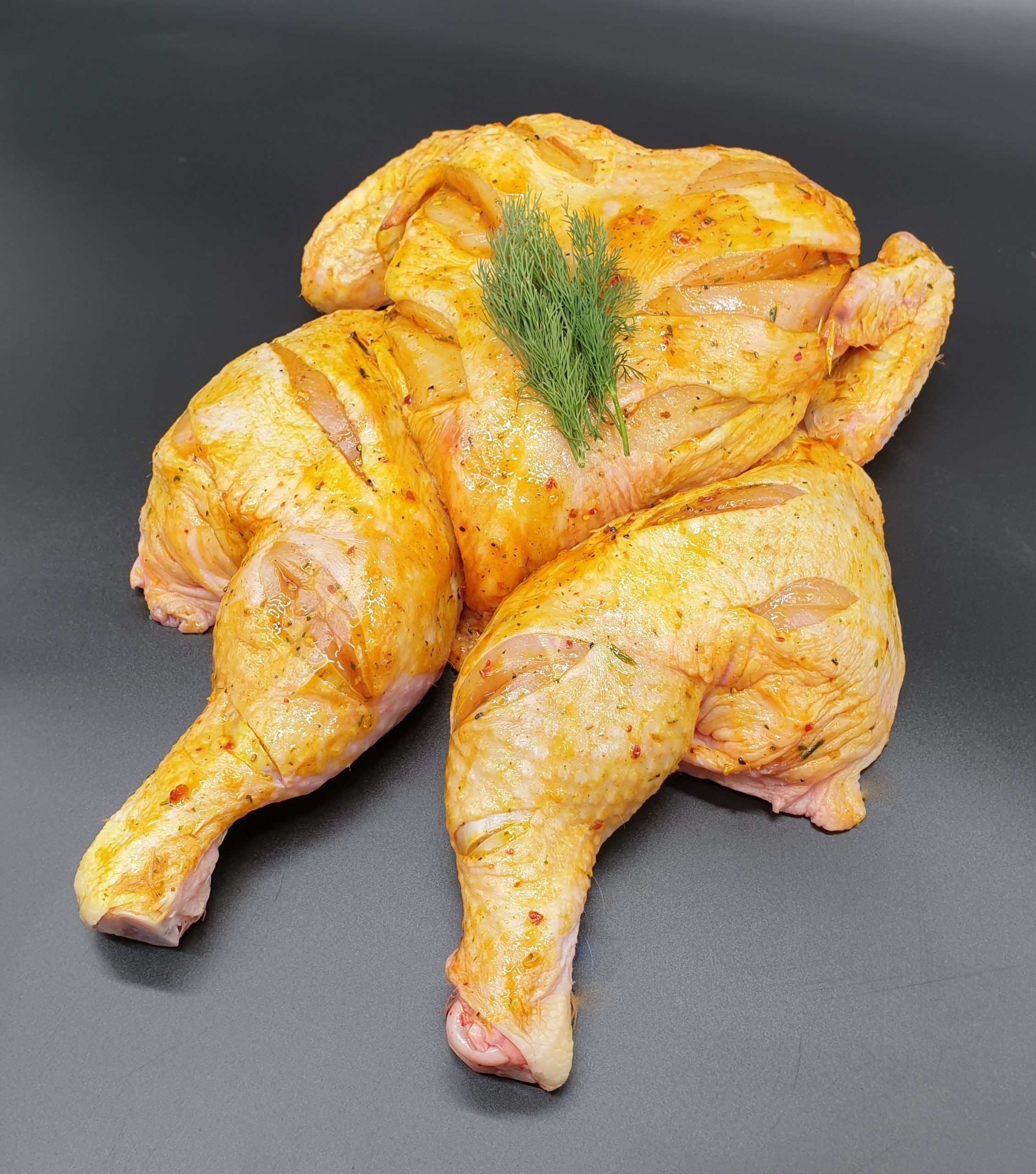 Spatchcock Chicken in marinade Farm Butchers